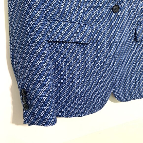 Banana Republic Womens Blue Patterned Blazer Size 6 Business Casual - Picture 4 of 14